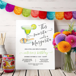 Señorita Margarita Mexican Fiesta Birthday Kaart