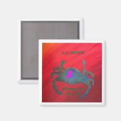 Sensibilisation au cancer du sein Magnet de crabe (Recto/Verso)