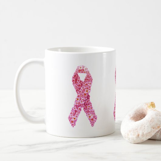 Sensibilisation au cancer du sein Mug à ruban rose (Avec donut)