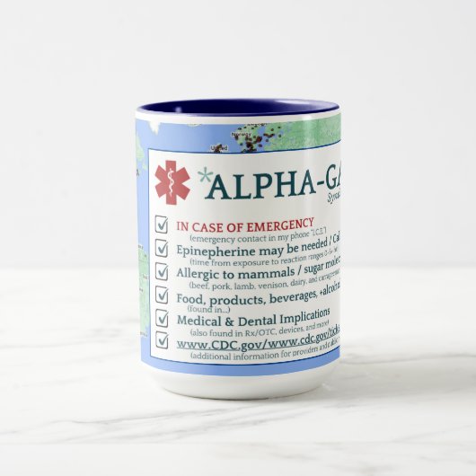 Sensibilisation au syndrome alpha-gal (15oz) Mug (Centre)