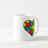 Sensibilisation sur l'autisme Coeur café Mug (Devant droit)
