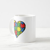 Sensibilisation sur l'autisme Coeur café Mug (Devant gauche)