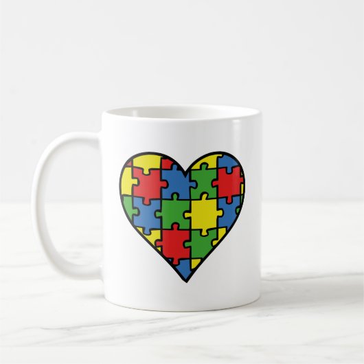 Sensibilisation sur l'autisme Coeur café Mug (Gauche)