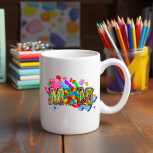 Sensibilisation sur l'autisme Maman Flower Mug