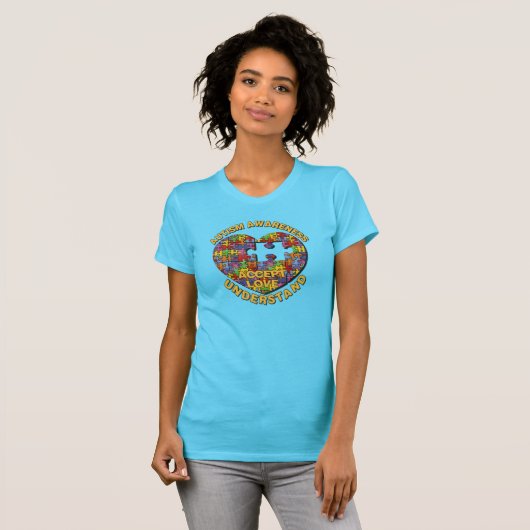 Sensibilisation sur l'autisme Puzzle Coeur T-shirt (Devant entier)