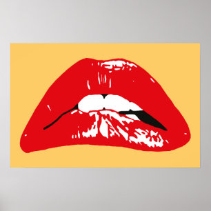 Sensual lippen die retro poster biting