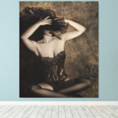 Sensualiteit in Sepia - Zelfportret Canvas Afdruk (Insitu (Houten vloer))
