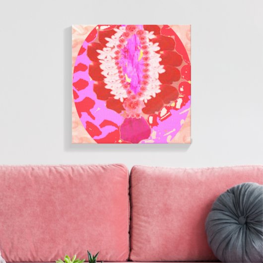 Sensueel - RedRose PinkRose Petal gebaseerd ontwer Canvas Afdruk (Insitu (Woonkamer))