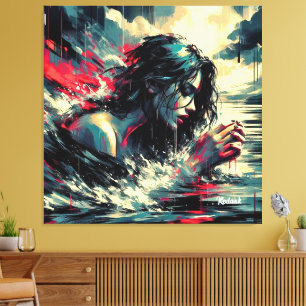 Sensueel Vrouwenportret Waterverf Digitale Kunst Canvas Afdruk