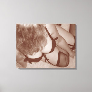 Sensuous Vrouw in lingerie, volwassen natuurlijke Canvas Afdruk