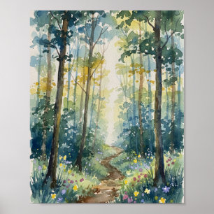Sentier de la Forêt Enchantée Impression Aquarelle