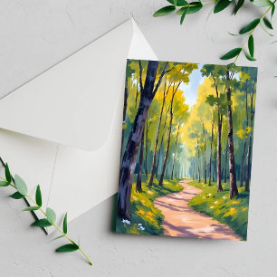 Sentier de printemps Carte de nature à l'aquarel