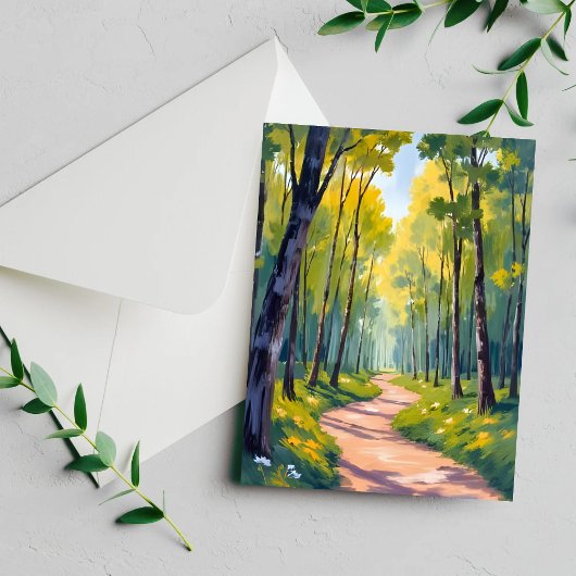 Sentier de printemps | Carte de nature à l'aquarel