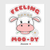 Sentiment Moo-dy | Autocollant de citation de vach (Feuille)
