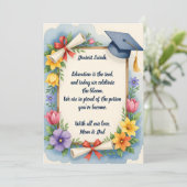 Sentimental Floral Watercolor Poem Graduation Card (Staand voorkant)