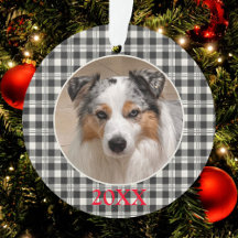 Sentimental Pet Photo Dark Grey Buffalo Plaid