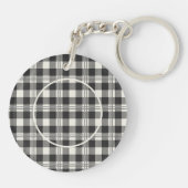 Sentimental Pet Photo Dark Grey Plaid Art Sleutelhanger (Achterkant)