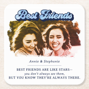 Sentimentele Best Friends Quote Foto Vierkante Kartonnen Onderzetter