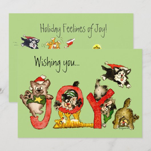 Sentiments de carte de Noël de vacances de chats (Devant / Derrière)