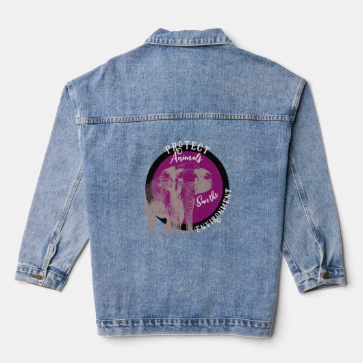 Sentinel van Harmonie: Een Oproep tot Natuurbehoud Denim Jacket (Achterkant)