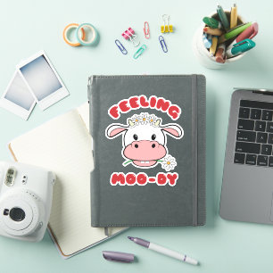 Sentir Moo-dy   Sticker de devis de vache en dessi