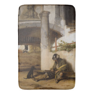 Sentry bewaakt een poort met zijn hond badmat