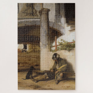 Sentry bewaakt een poort met zijn hond legpuzzel