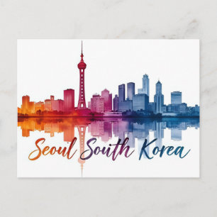 Seoel Zuid-Korea Aquarel Reis Kunst Briefkaart