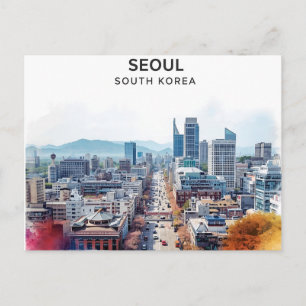Seoel Zuid-Korea Aquarel Reis Kunst Briefkaart