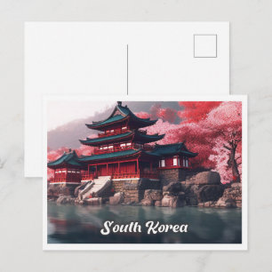 Seoel Zuid-Korea Kunst Vintage Reisillustratie Briefkaart