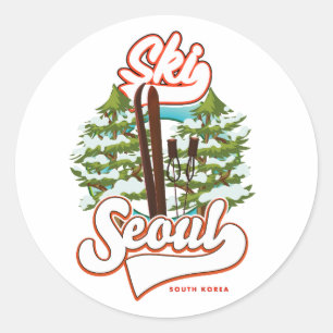 Seoel Zuid-Korea Ski logo koffiemok Ronde Sticker