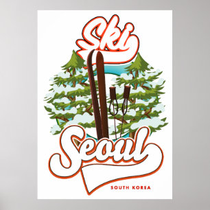Seoel Zuid-Korea Ski logo Poster