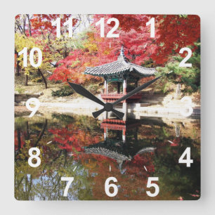 Seoul Autumn Japanse tuin Vierkante Klok