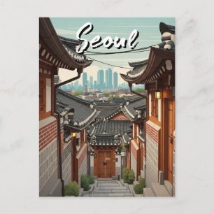 Seoul Bukchon Zuid-Korea Zonsondergang Briefkaart