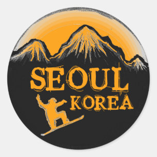 Seoul Korea oranje snowboard stickers