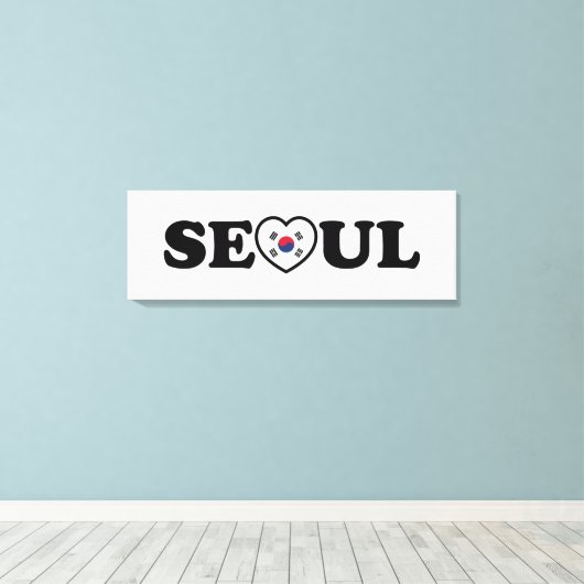 Seoul Love Heart Taegeukgi Flag Canvas Afdruk (Insitu (Houten vloer))
