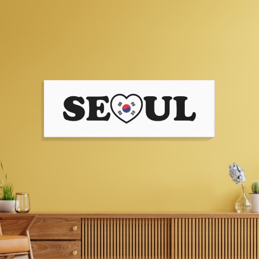Seoul Love Heart Taegeukgi Flag Canvas Afdruk (Insitu (Woonkamer))