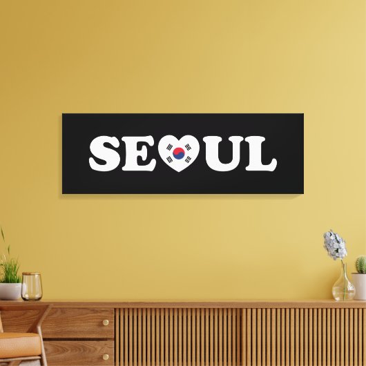 Seoul Love Heart Taegeukgi Flag Canvas Afdruk (Insitu (Woonkamer))