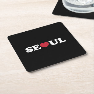 Seoul Love Heart Vierkante Kartonnen Onderzetter