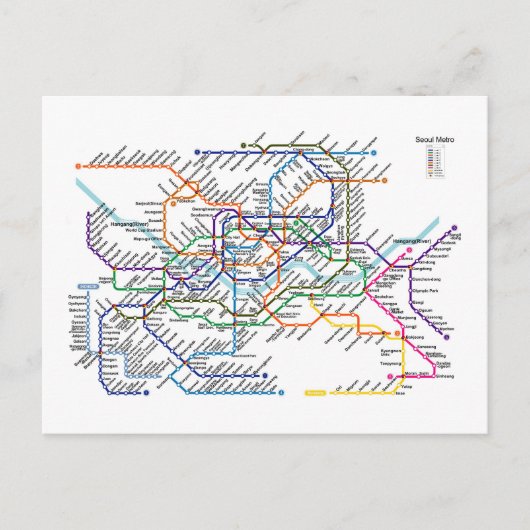 Seoul Metro Map Briefkaart (Voorkant)