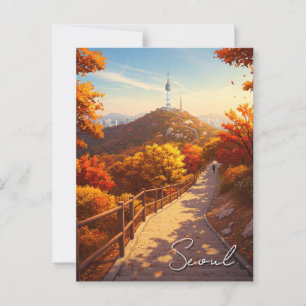 Seoul Namsan Zuid-Korea Herfst Briefkaart