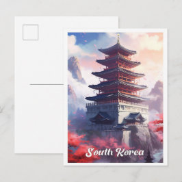 Seoul South Korea Art Vintage Travel Illustration Briefkaart