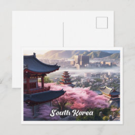Seoul South Korea Art Vintage Travel Illustration Briefkaart