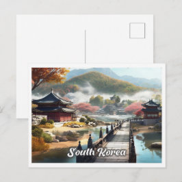 Seoul South Korea Art Vintage Travel Illustration Briefkaart