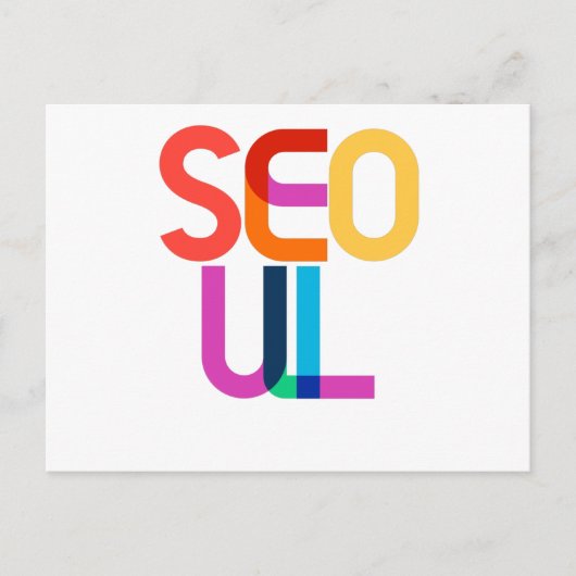 Seoul South Korea Pop Art Letters Briefkaart (Voorkant)