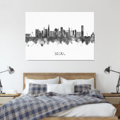 Seoul South Korea Skyline BW Canvas Afdruk (Insitu (Slaapkamer))