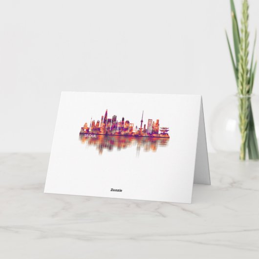 Seoul South Korea Skyline Feestdagen Kaart (Achterkant)