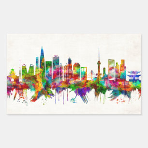 Seoul South Korea Skyline Rechthoekige Sticker