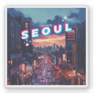 Seoul Sunset: een levendige stadsreis Sticker