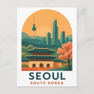Seoul Zuid-Korea Ansichtkaart – Vintage Reis Kunst Briefkaart
